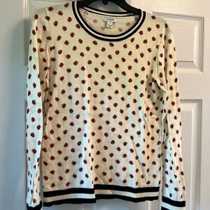 J crew 100% cotton ladybug sweater size small
